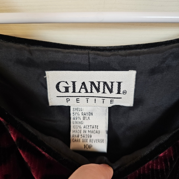 Gianni Floral Velvet Ribbed 90s Whimsigoth Grunge Silk Blend Top - Picture 6 of 7